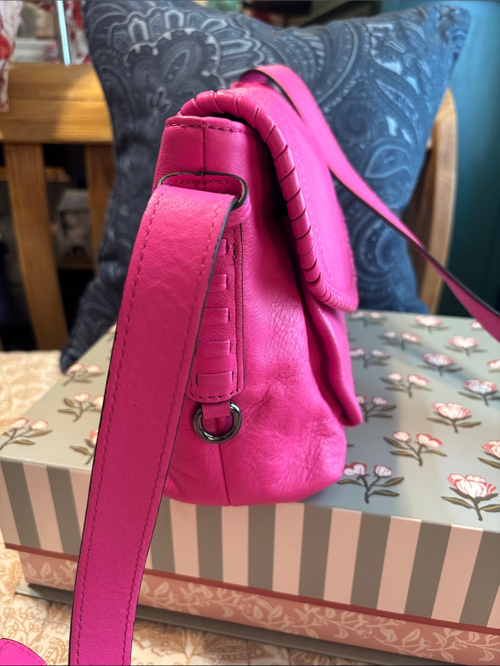 Aimee Kestenberg | Genuine Leather Hot Pink All For Love Crossbody - Picture 4 of 14